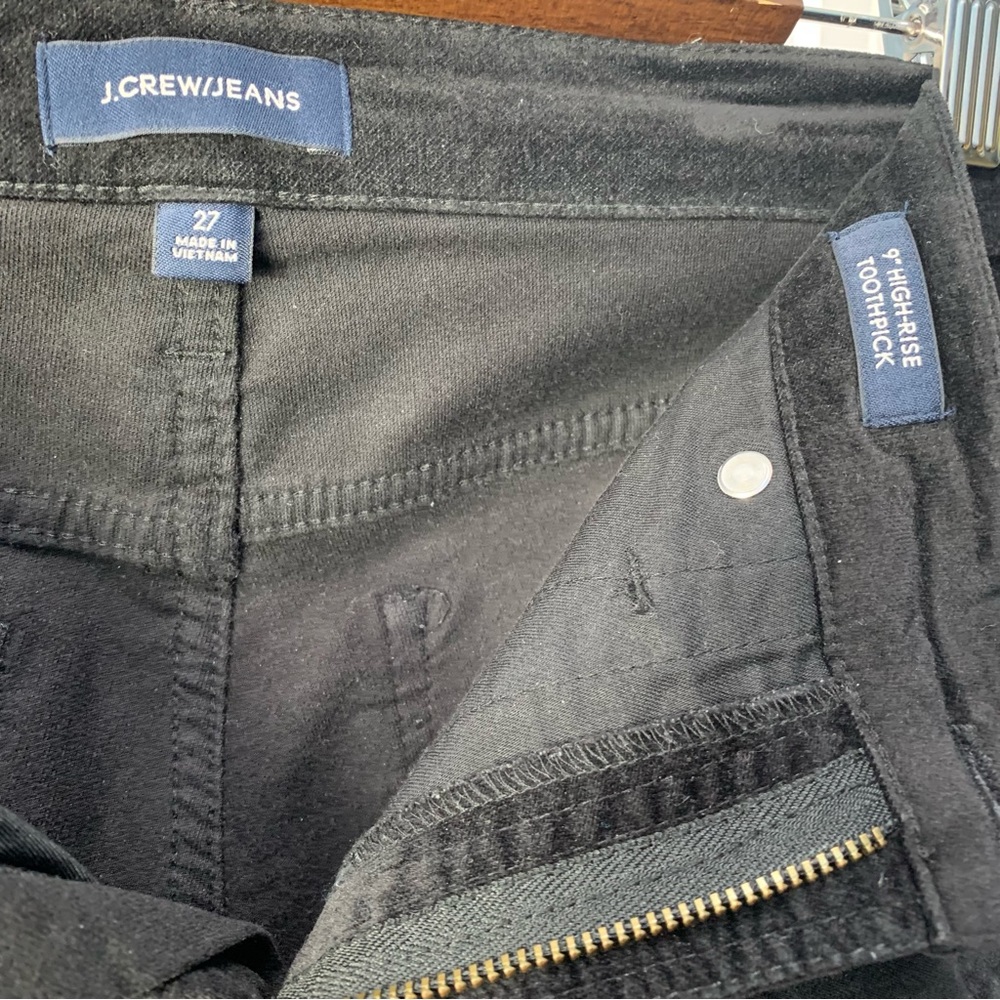 J. Crew Black Velvet Toothpick Jeans - Picture 5 of 7